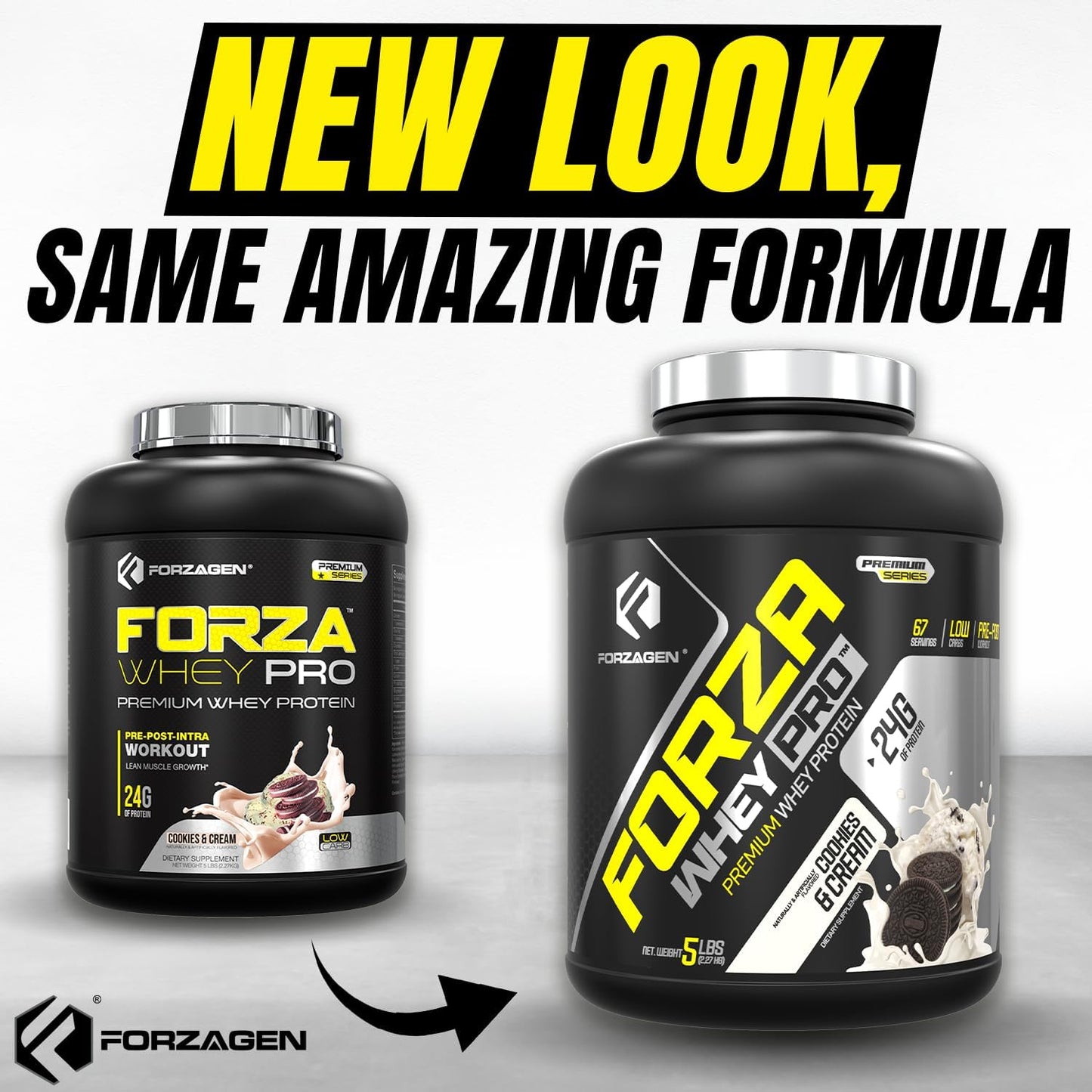 Premium Forzagen Whey PRO Low Carb Protein Powder - Cookies & Cream Flavor | 24g Protein per Serving, Ideal for Men & Women, BCAA Enriched, 5 lbs (67 Servings)