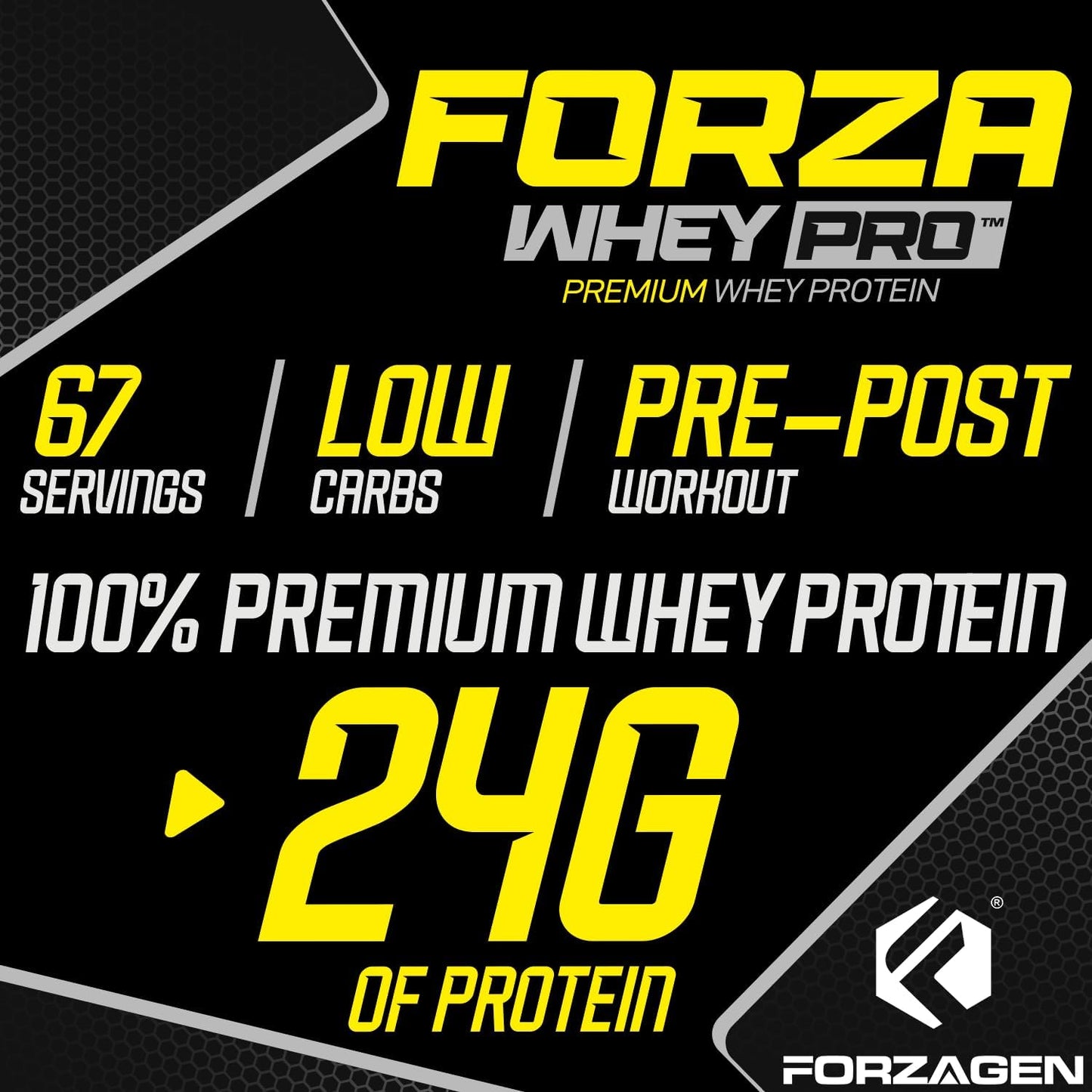 Premium Forzagen Whey PRO Low Carb Protein Powder - Cookies & Cream Flavor | 24g Protein per Serving, Ideal for Men & Women, BCAA Enriched, 5 lbs (67 Servings)