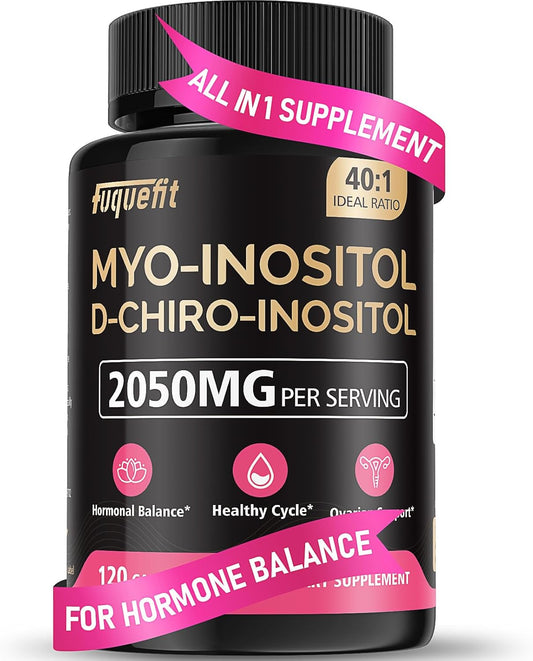 Premium Fuquefit Inositol Supplement with 2000mg Myo-Inositol & 50mg D-Chiro Inositol - 120 Capsules with Vitamins