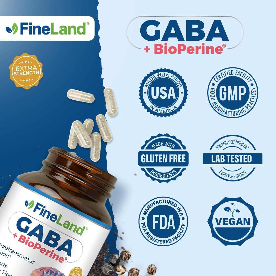 Premium GABA + Bioperine® Supplement - 1,500mg High Absorption Max Strength for Brain Focus & Relaxation - 120 Vegan Pills - BoostGo Australia