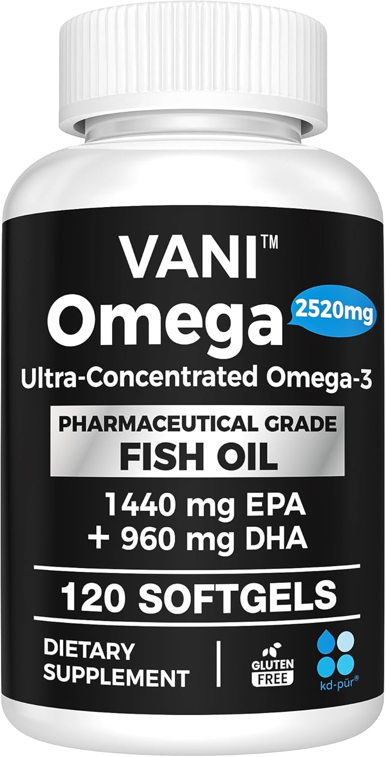 Premium Germany Fish Oil Supplements with 2520mg of EPA & DHA for Brain, Heart, and Immunity Support - Pharmaceutical Grade Omega 3 (120 Softgels)