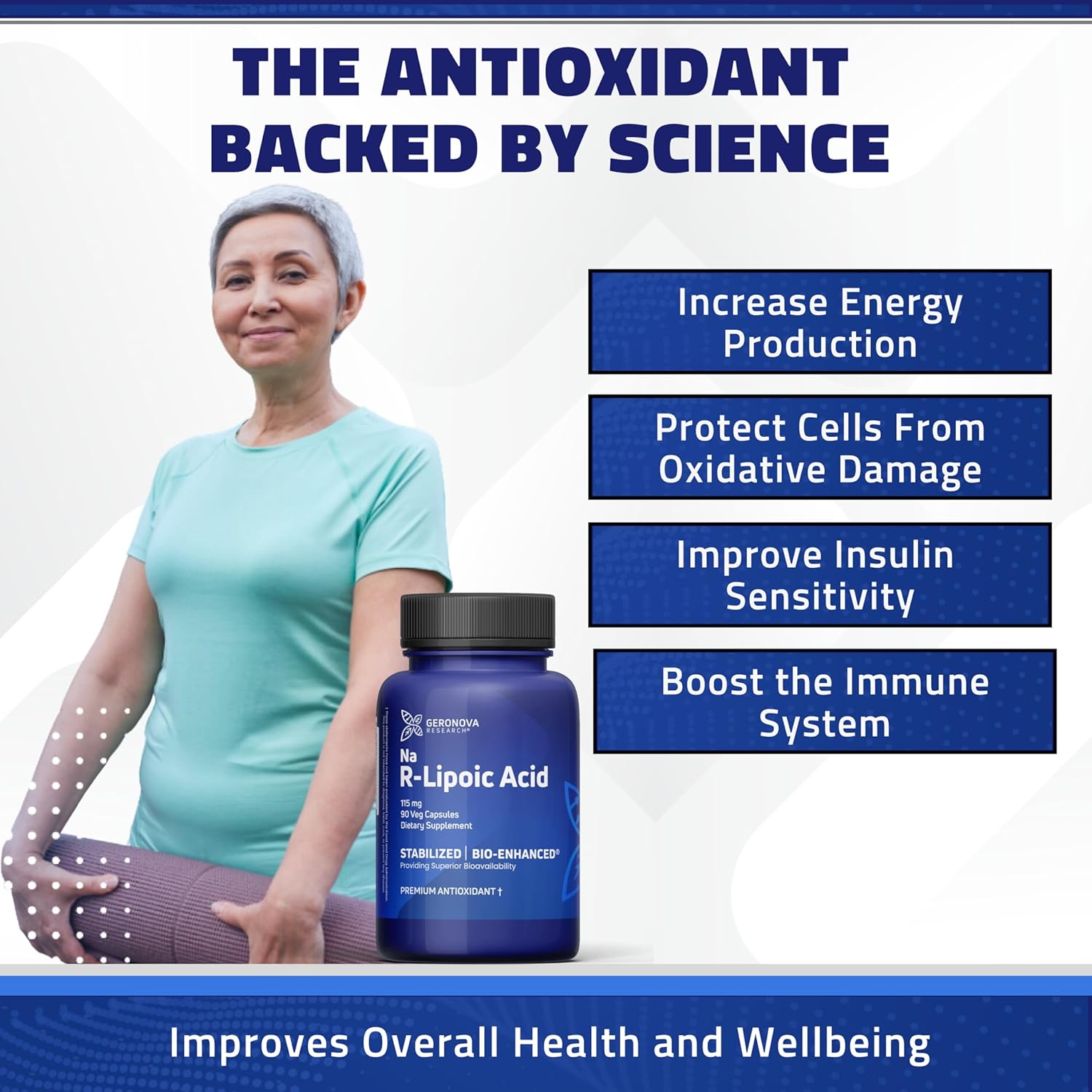 Premium Geronova Research R-Lipoic Acid 115mg Capsules - Enhanced Bioavailability for Metabolic Health & Anti-Aging - Gluten Free & Non-GMO