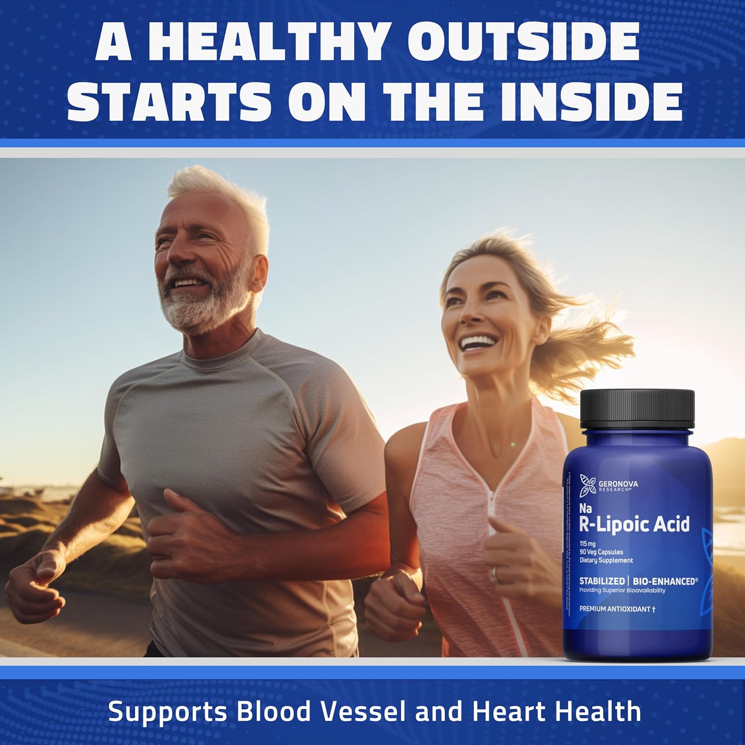 Premium Geronova Research R-Lipoic Acid 115mg Capsules - Enhanced Bioavailability for Metabolic Health & Anti-Aging - Gluten Free & Non-GMO