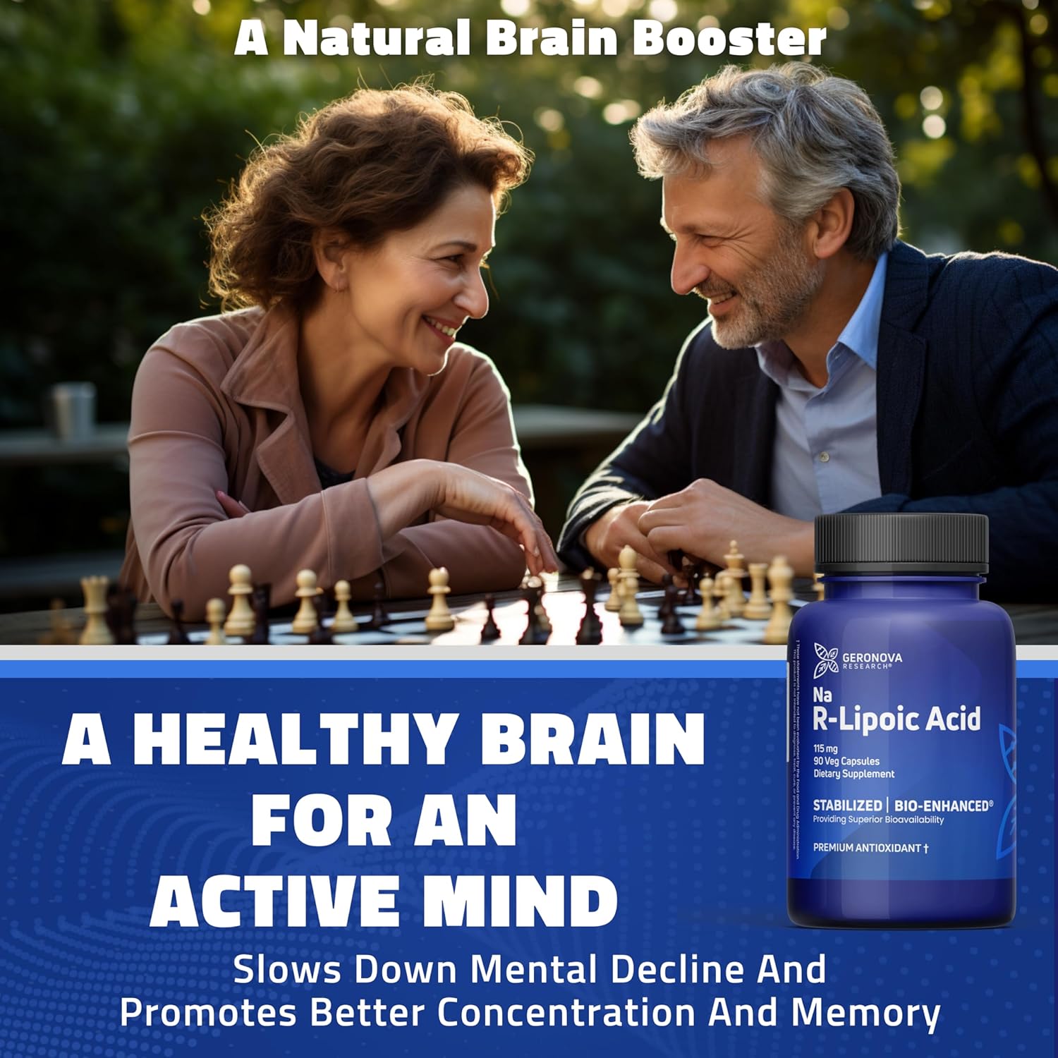 Premium Geronova Research R-Lipoic Acid 115mg Capsules - Enhanced Bioavailability for Metabolic Health & Anti-Aging - Gluten Free & Non-GMO