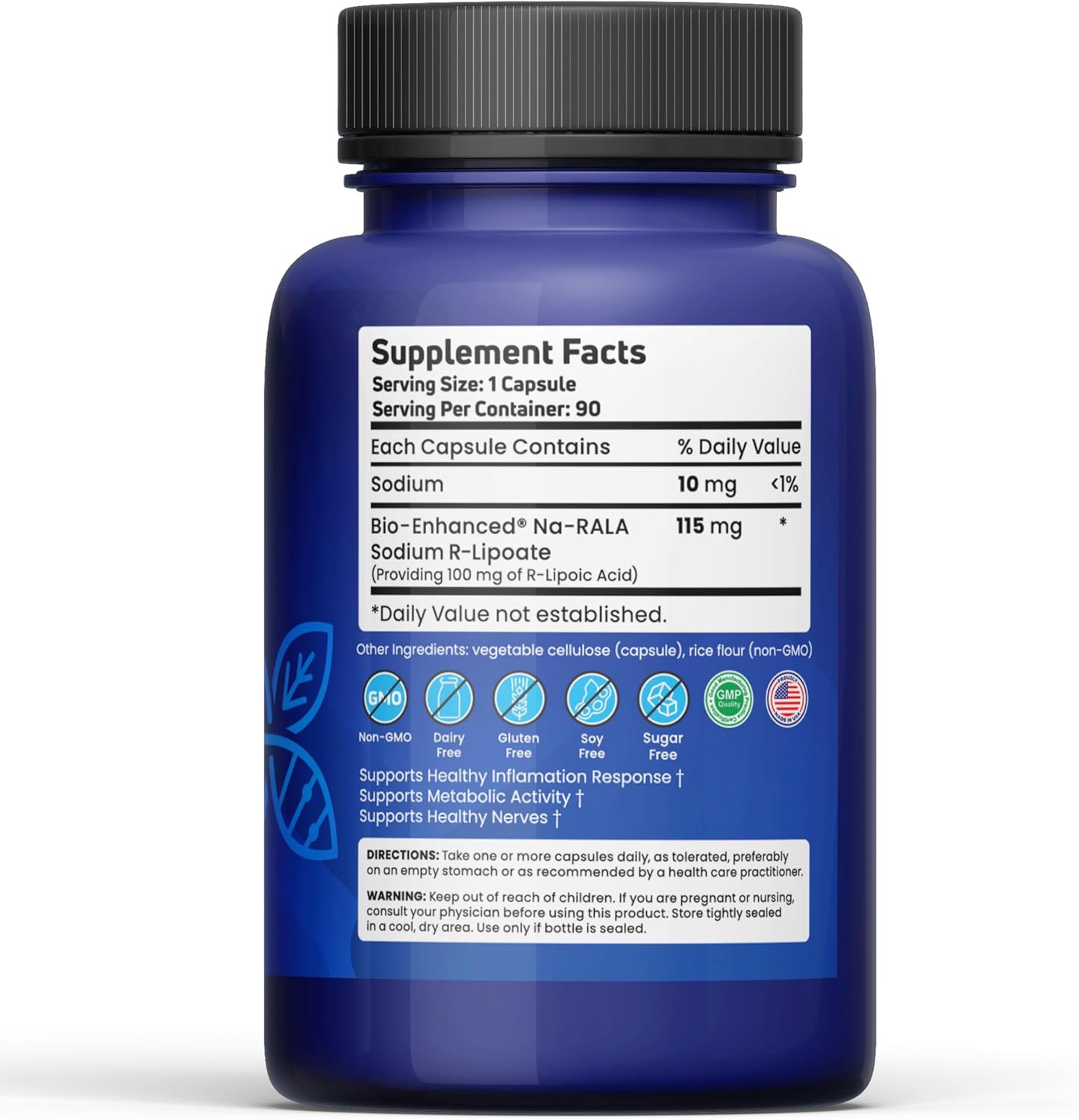 Premium Geronova Research R-Lipoic Acid 115mg Capsules - Enhanced Bioavailability for Metabolic Health & Anti-Aging - Gluten Free & Non-GMO