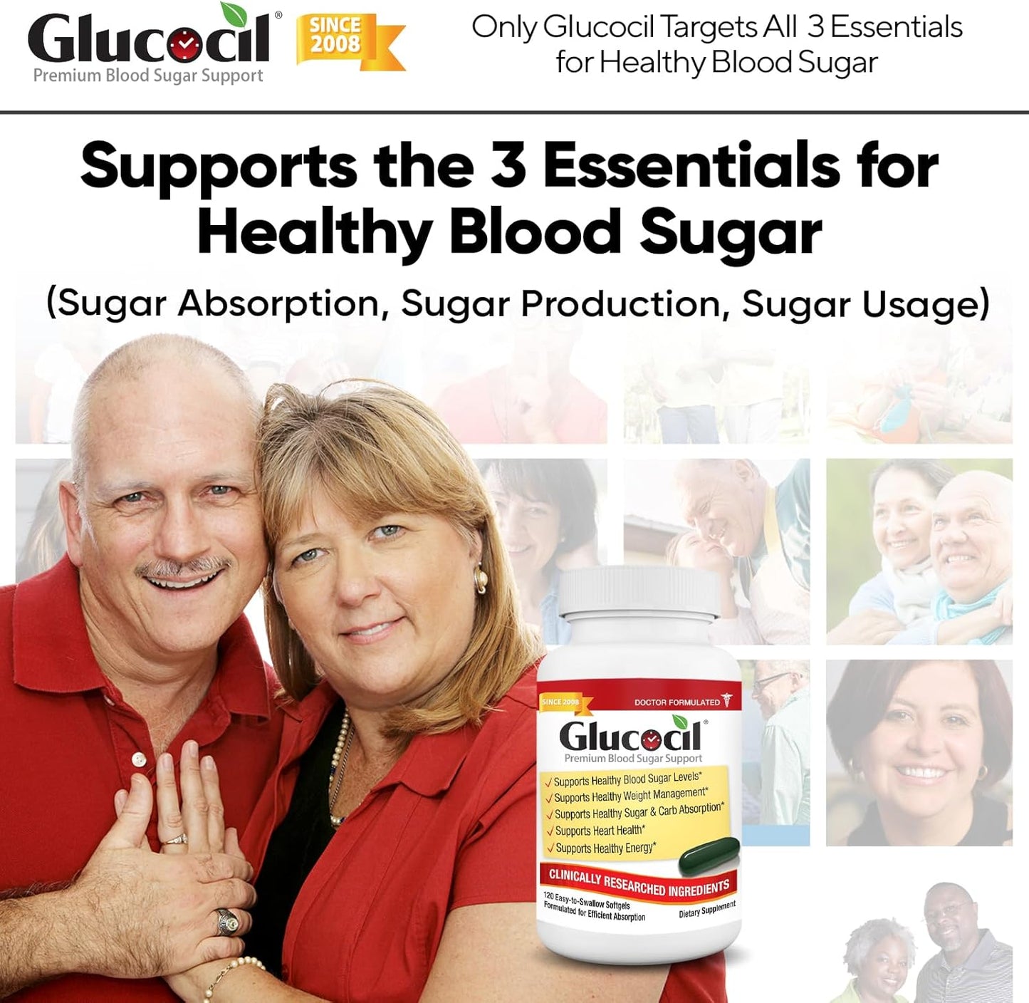 Premium Glucocil Softgels for Blood Sugar Support - 3-Pack with Berberine and Mulberry Leaf - Over 2 Million Bottles Sold