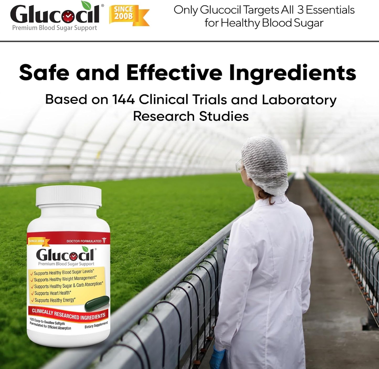 Premium Glucocil Softgels for Blood Sugar Support - 3-Pack with Berberine and Mulberry Leaf - Over 2 Million Bottles Sold