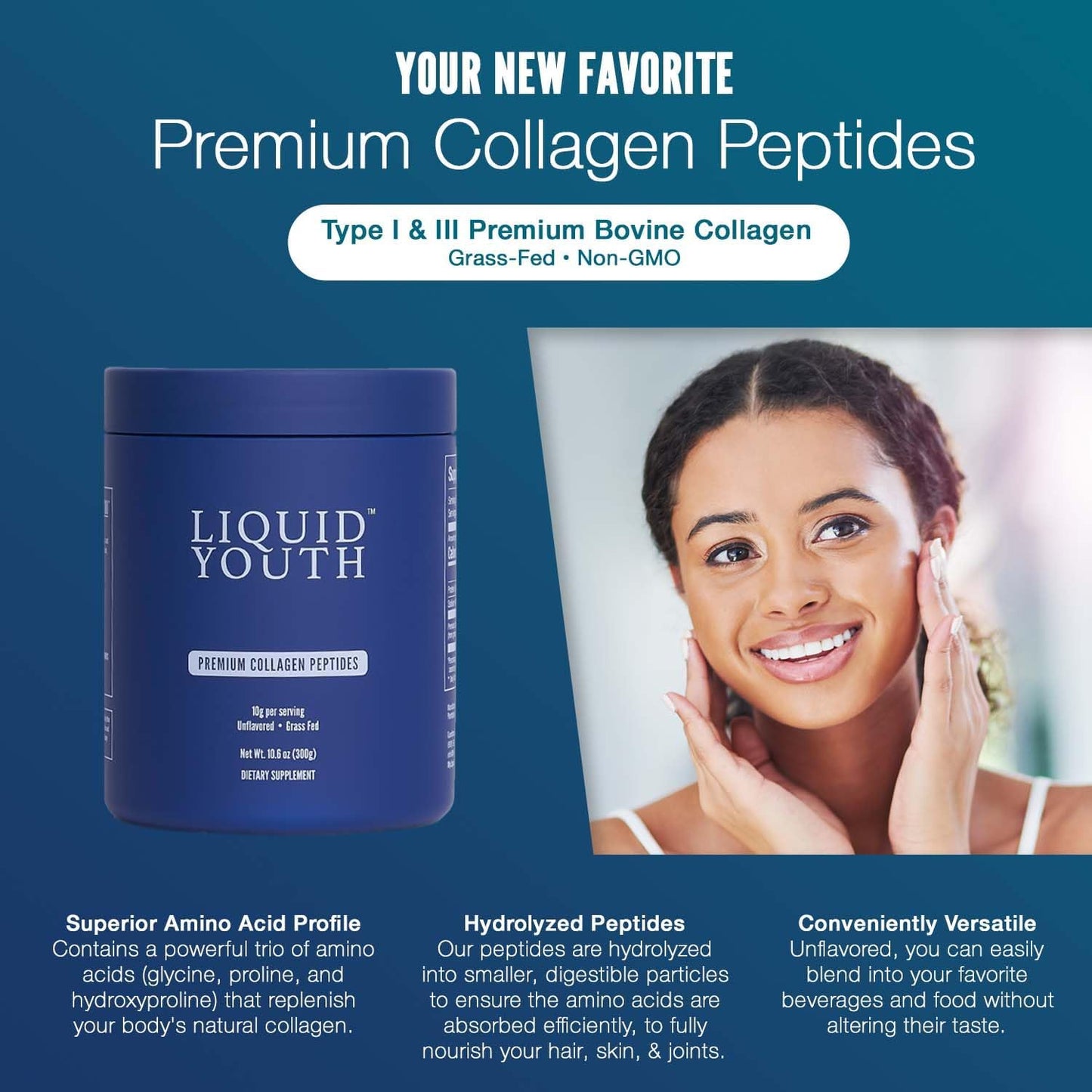 Premium Grass-Fed Collagen Peptides Powder & Berry Liquid Shots for Hair, Skin, Nails, Bone & Joint Health - Type I & III - 40 Servings for Men & Women