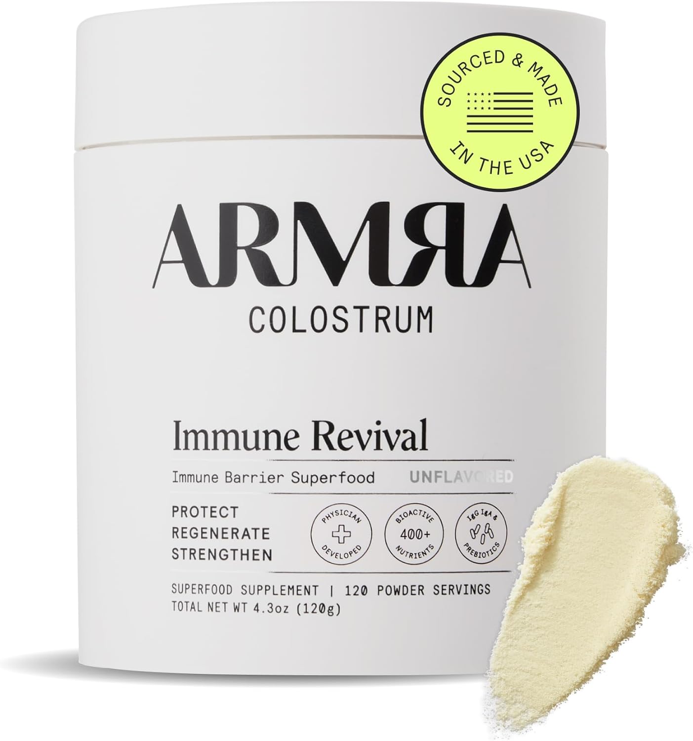 Premium Grass-Fed Colostrum Powder for Gut Health, Immunity, Skin & Hair - 400+ Bioactive Nutrients, Keto, Gluten & Fat Free - 120 Servings