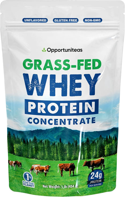 Premium Grass Fed Whey Protein Powder Concentrate - Unflavored & Unsweetened - Pure Protein Supplement for Drinks, Smoothies, Shakes, Cooking & Baking - Non GMO, Hormone Free & Gluten Free - 1 lb - BoostGo Australia