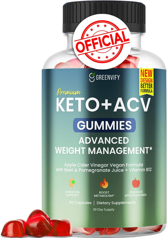 Premium Greenvify Keto + ACV Gummies with Apple Cider Vinegar and Vitamin B12 - Advanced Formula for Weight Management - BoostGo Australia