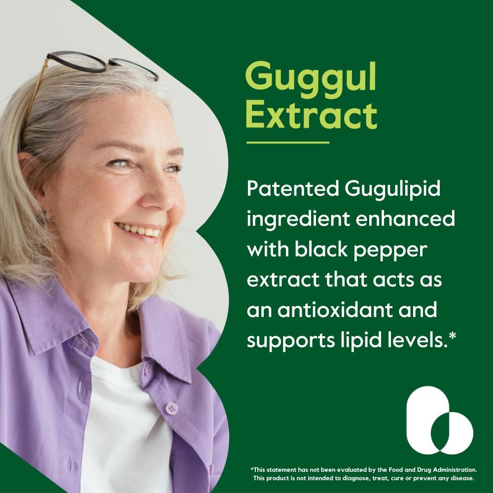 Premium Guggul Extract 500mg Capsules - Clinically Proven, Patented & Standardized Formula with Bioperine - Vegan, Non-GMO, Gluten-Free - 120 Vegetarian Capsules