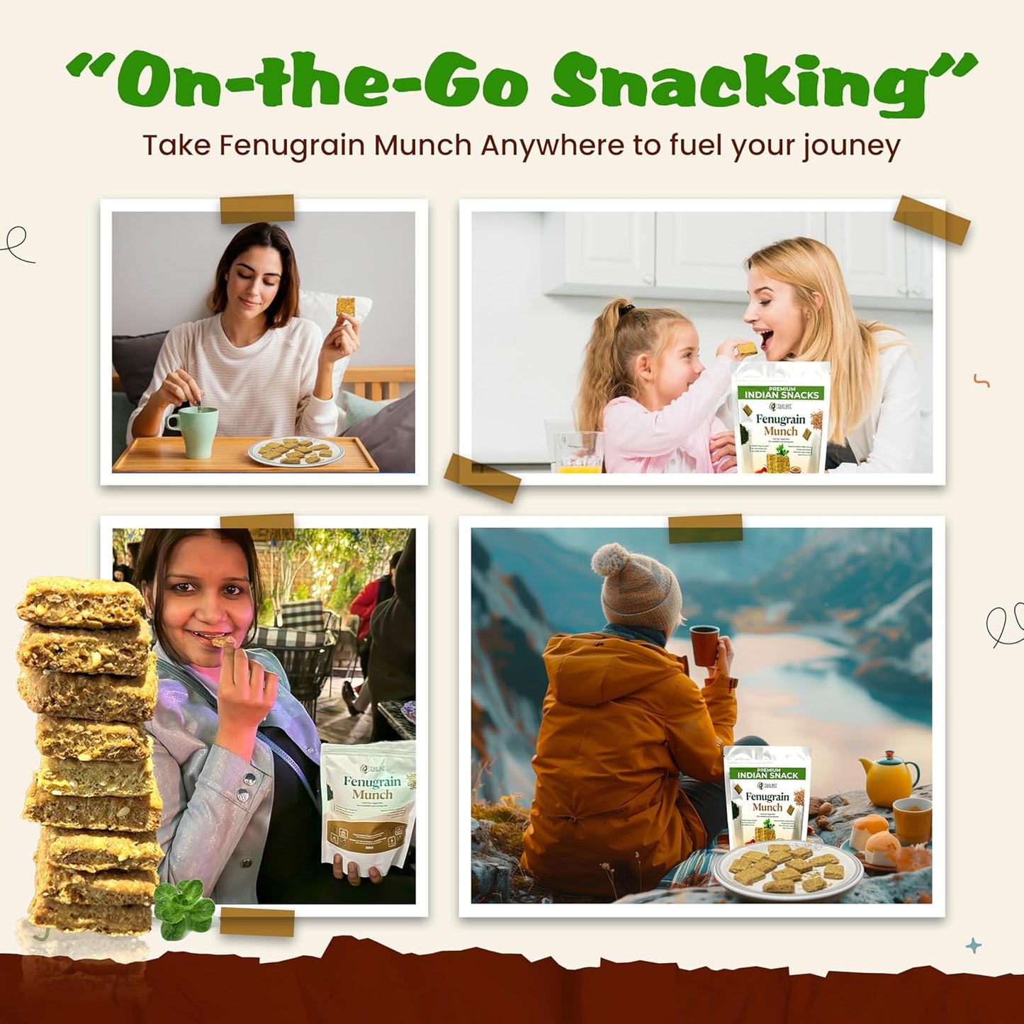 Premium Handmade Indian Fenugrain Munch Crackers - Salty Vegan Snacks, Dairy-Free, Low Calorie (3 Pack, 600g)