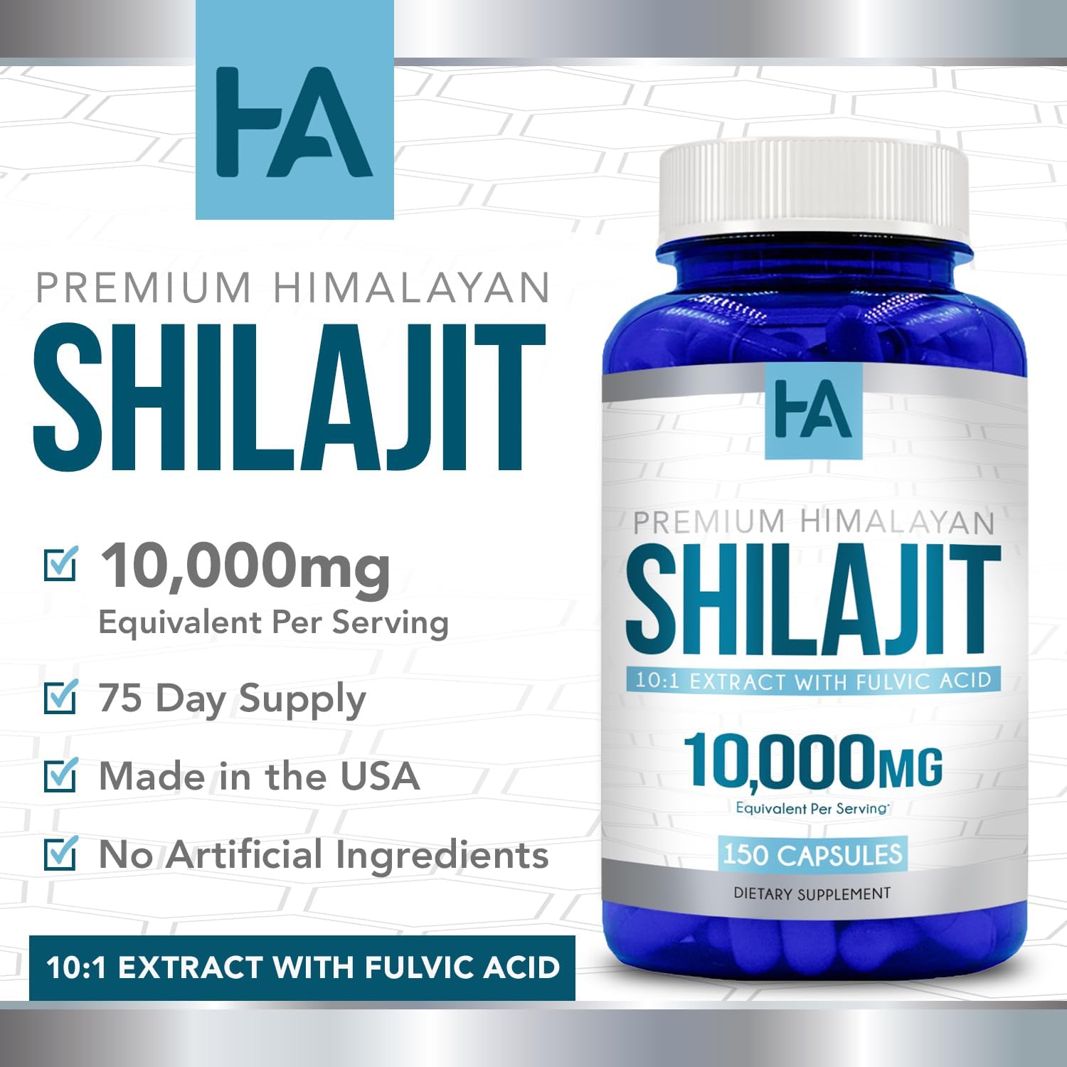 Premium Healing Awakening Shilajit Capsules - 10,000mg (150 Count) - Non-GMO & Gluten Free