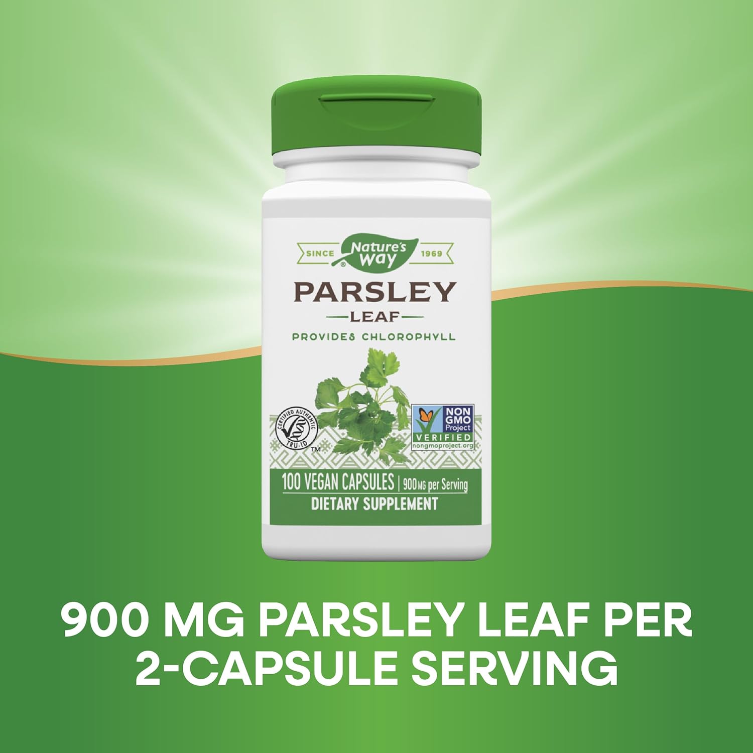 Premium Herbal Parsley Leaf Capsules - Rich in Chlorophyll, 100% Vegan Formula by Nature's Way