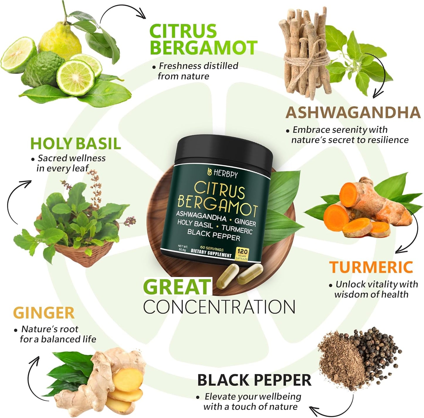 Premium Herbpy Bundle: 6-in-1 Ceylon Cinnamon & Citrus Bergamot Supplements for Restful Night, Immune Support, Heart Health, Digestion, and Body Balance