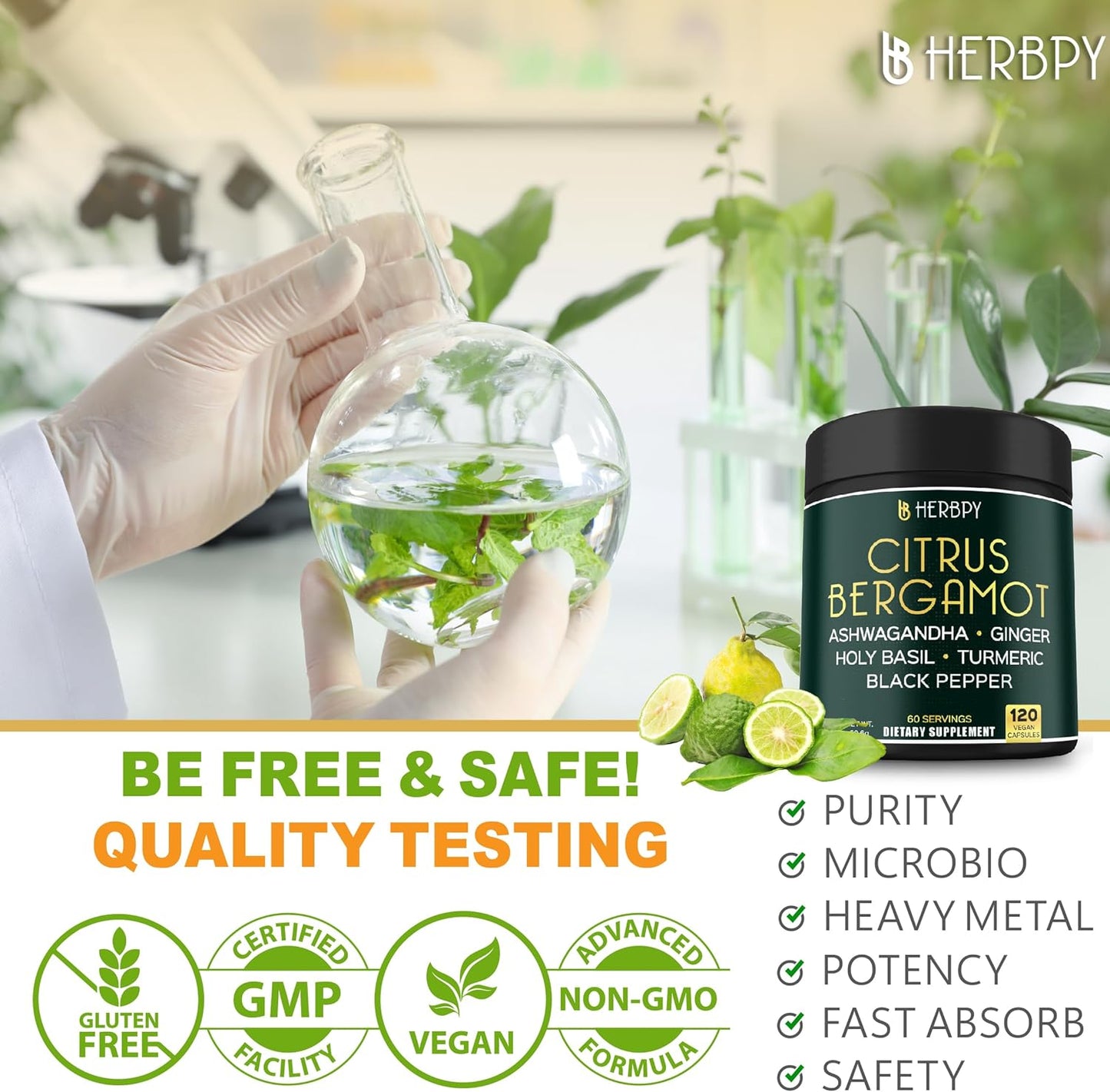 Premium Herbpy Bundle: 6-in-1 Ceylon Cinnamon & Citrus Bergamot Supplements for Restful Night, Immune Support, Heart Health, Digestion, and Body Balance