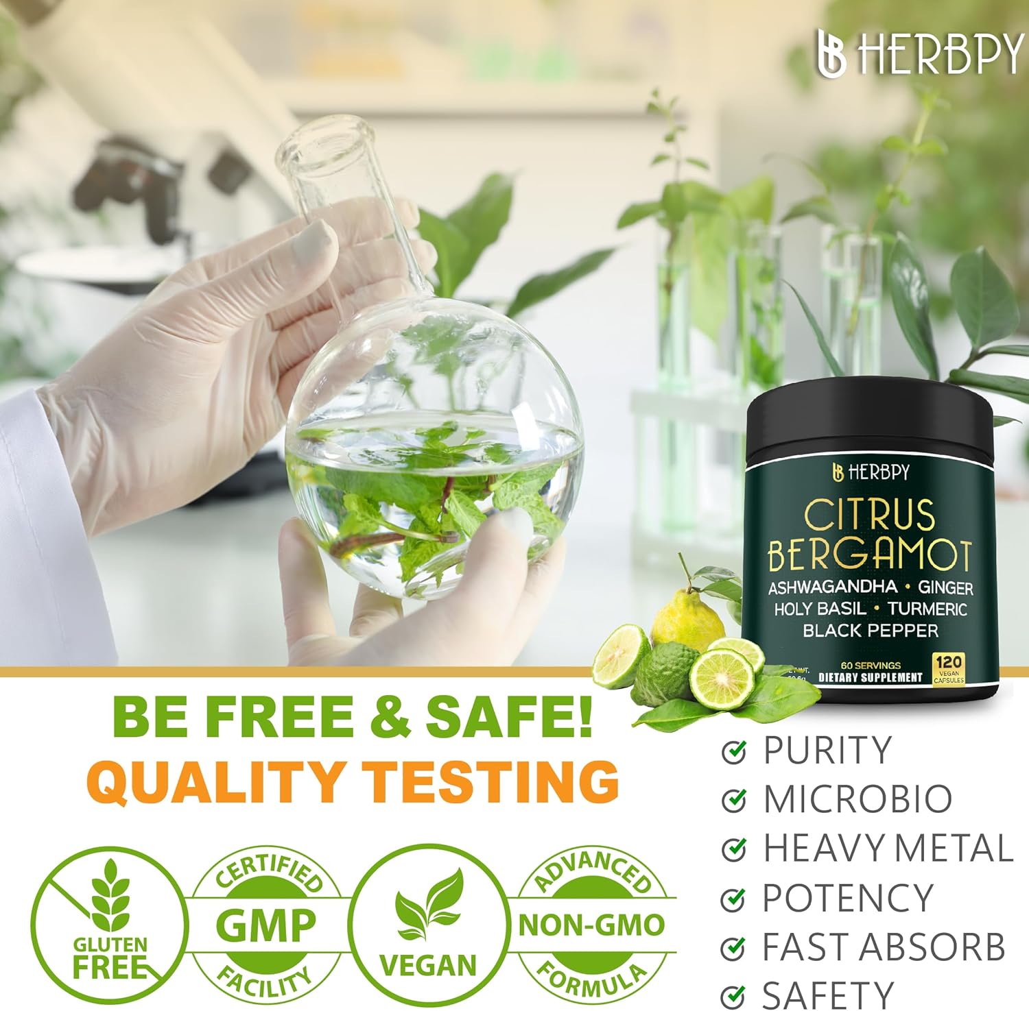 Premium Herbpy Bundle: 6-in-1 Ceylon Cinnamon & Citrus Bergamot Supplements for Restful Night, Immune Support, Heart Health, Digestion, and Body Balance