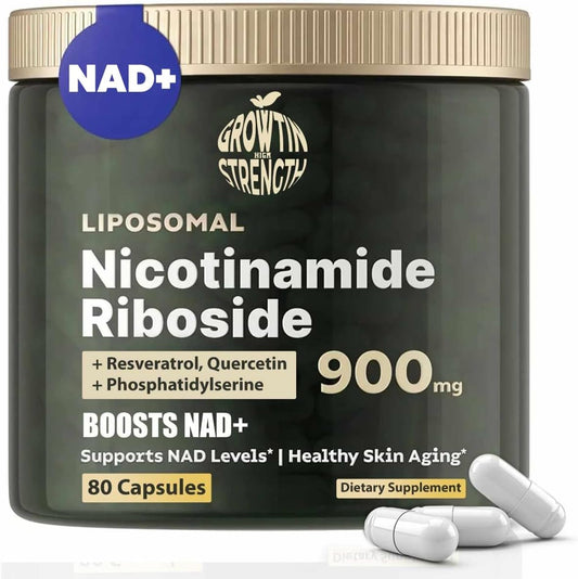 Premium High Strength NAD+ Liposomal NR with Resveratrol & Quercetin - Anti-Aging Supplement - 80 Capsules