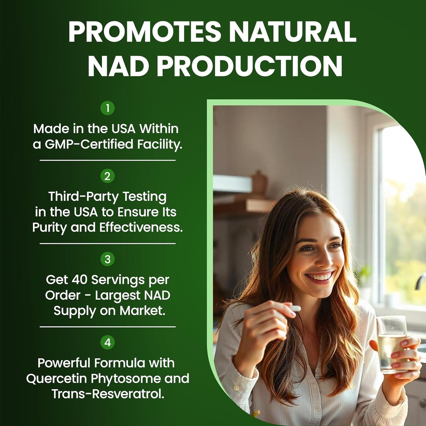 Premium High Strength NAD+ Liposomal NR with Resveratrol & Quercetin - Anti-Aging Supplement - 80 Capsules