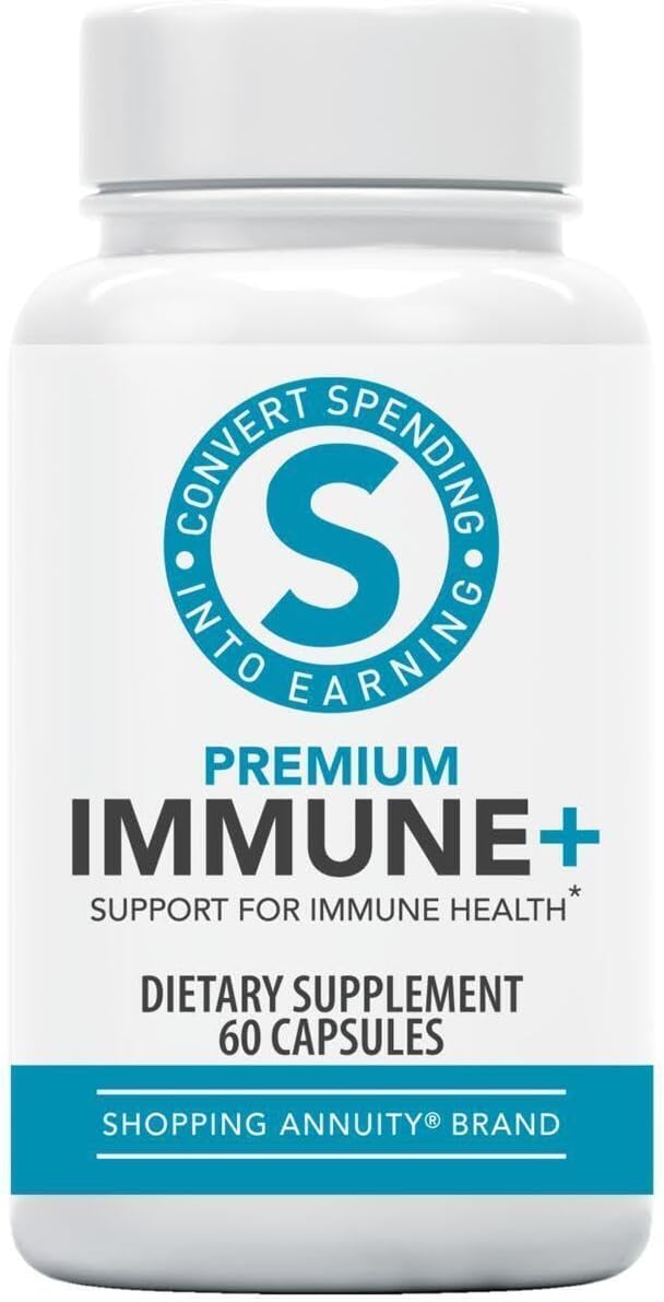Premium Immune + Formula Capsules - Daily Immune Support with Reishi Mushroom, Echinacea, Ginseng, Vitamin C & Zinc - Boost Mental Clarity & Energy Levels - 60 Count