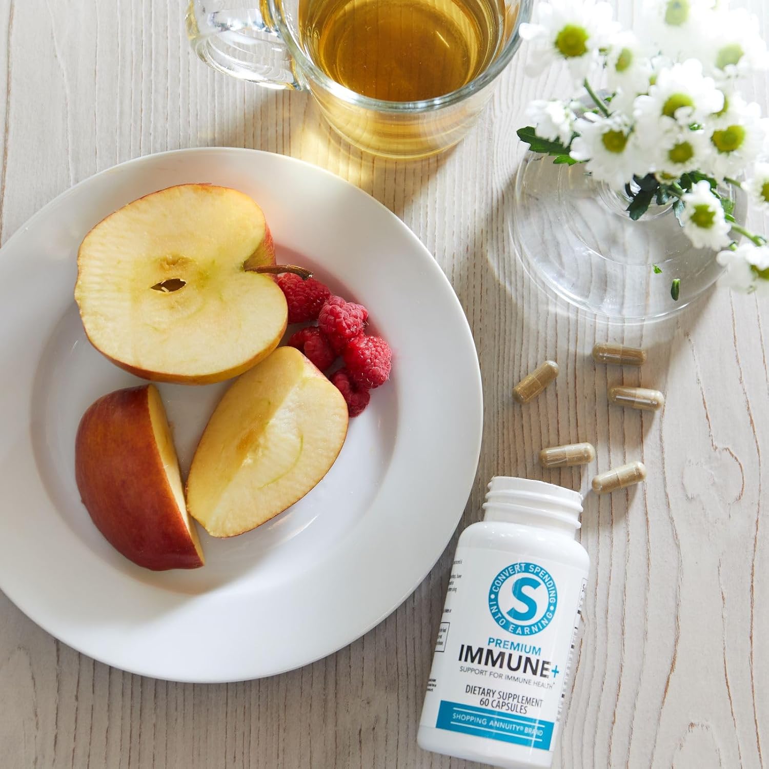 Premium Immune + Formula Capsules - Daily Immune Support with Reishi Mushroom, Echinacea, Ginseng, Vitamin C & Zinc - Boost Mental Clarity & Energy Levels - 60 Count