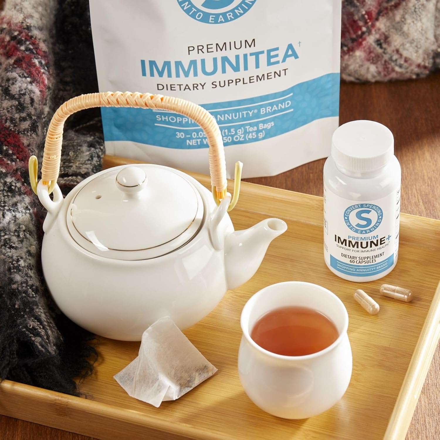 Premium Immune + Formula Capsules - Daily Immune Support with Reishi Mushroom, Echinacea, Ginseng, Vitamin C & Zinc - Boost Mental Clarity & Energy Levels - 60 Count