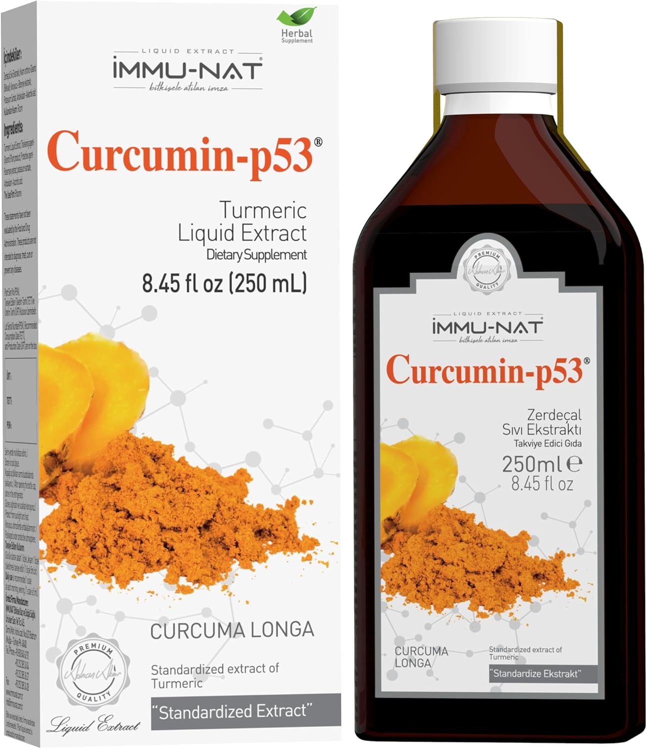 Premium Immune Support: Turmeric Curcumin-P53 Liquid Extract 8.5oz - Enhanced Absorption Herbal Supplement
