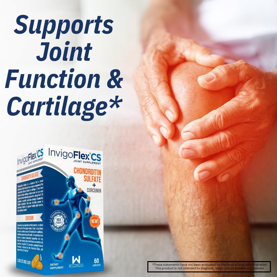 Premium INVIGOFLEX Chondroitin Sulfate & Turmeric Curcumin Joint Supplement - Non GMO for Knee, Hand, Back, & Hip - 2 Pack