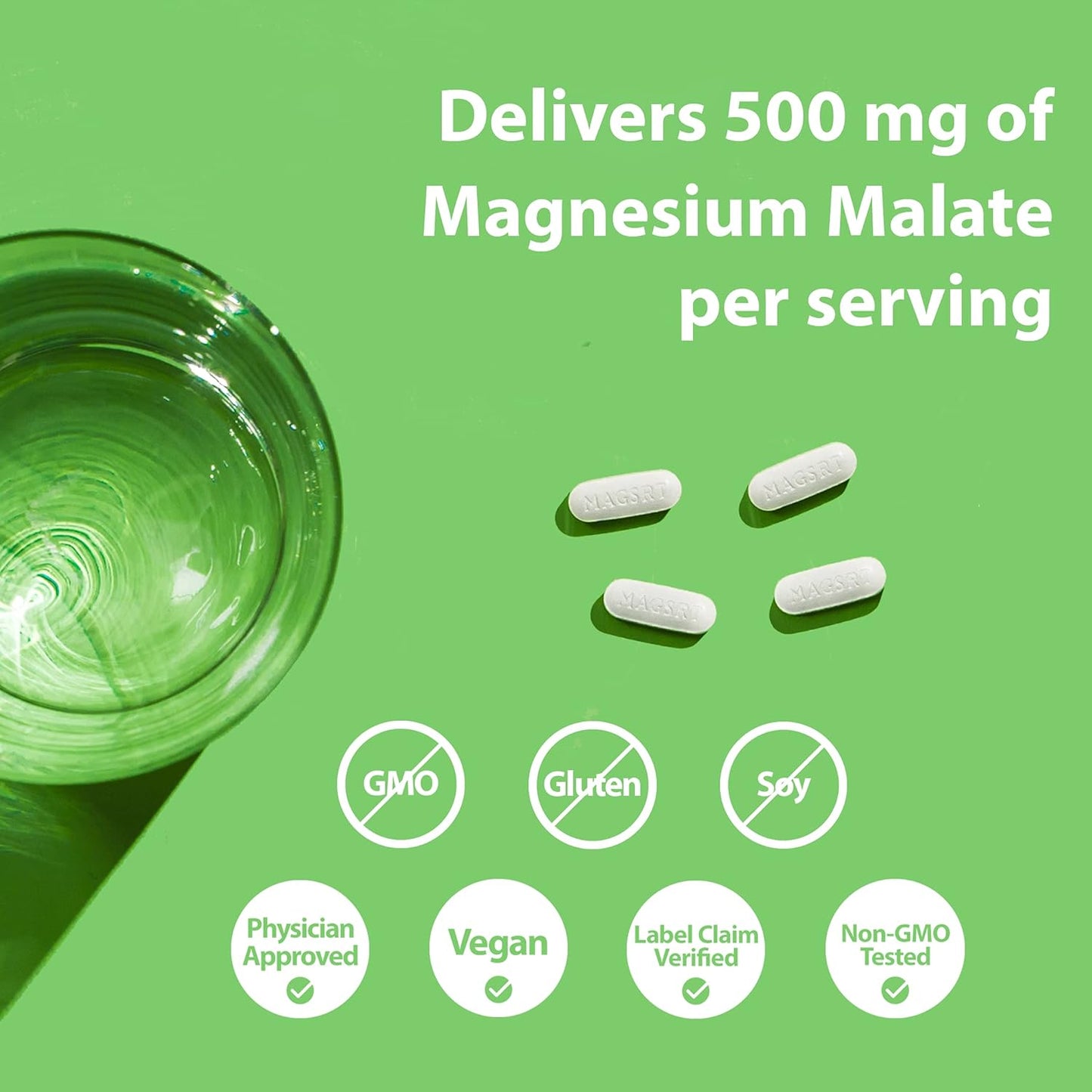 Premium Jigsaw Health MagSRT (B-Free) Slow Release Magnesium Supplement - Organic Magnesium Malate Tablets - 60 Tablets