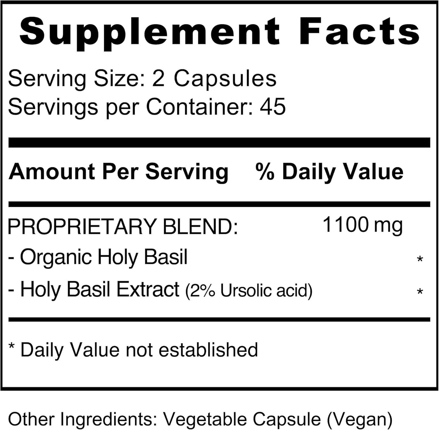 Premium Jiva Botanicals Holy Basil Capsules with Tulsi Powder - Natural Ayurvedic Herb Supplement - 90 Vegan Capsules