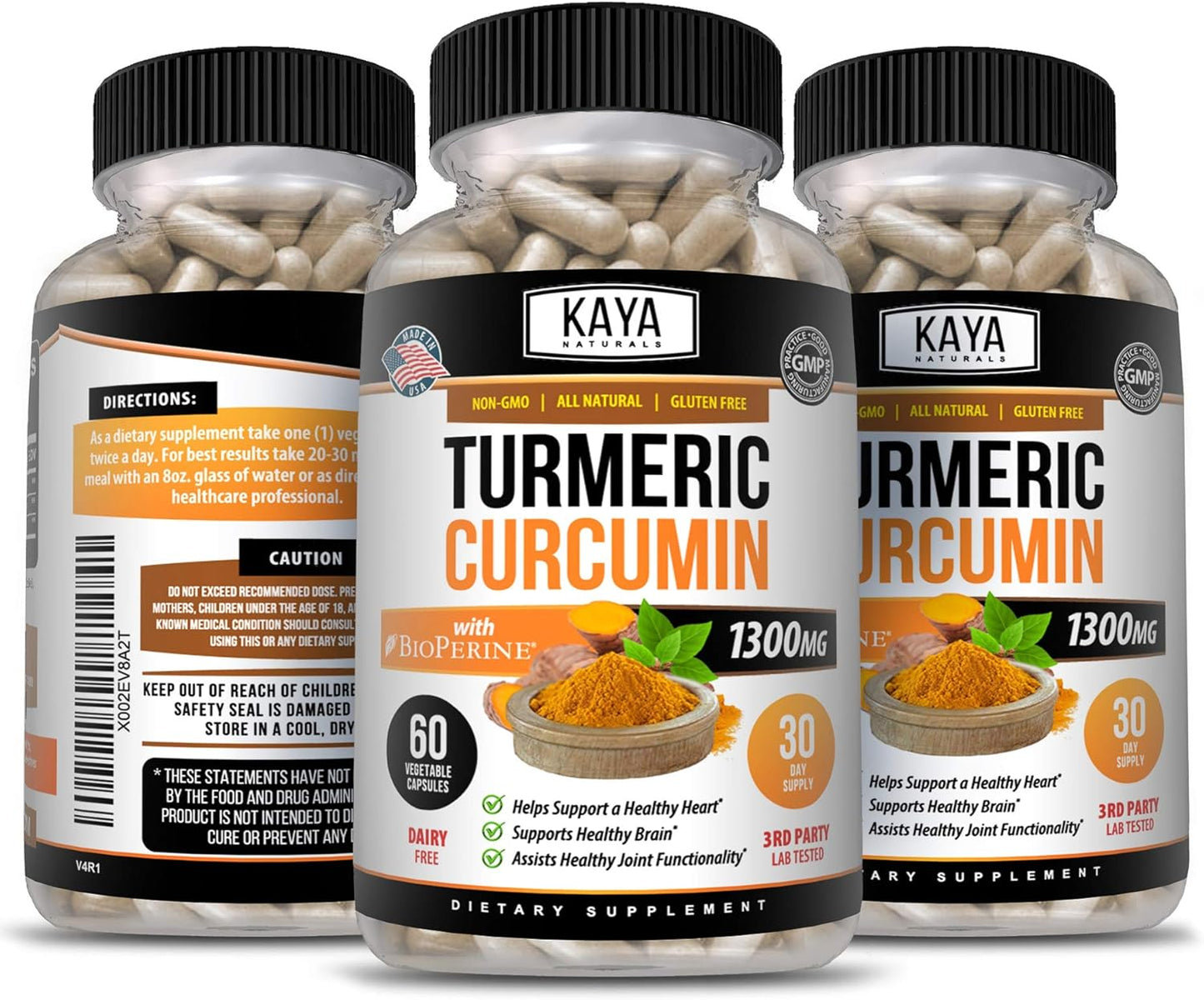 Premium Joint Support Capsules with 95% Standardized Curcuminoids - 60 Count, Turmeric Platinum with Bioperine by Kaya Naturals