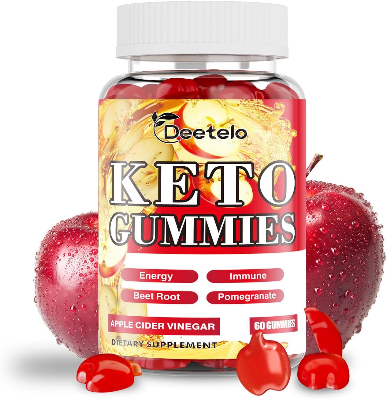 Premium Keto Apple Cider Vinegar Gummies - 1500MG with B12 & B6 Vitamins - Boost Energy & Wellness - On-The-Go Convenience - 60 Count