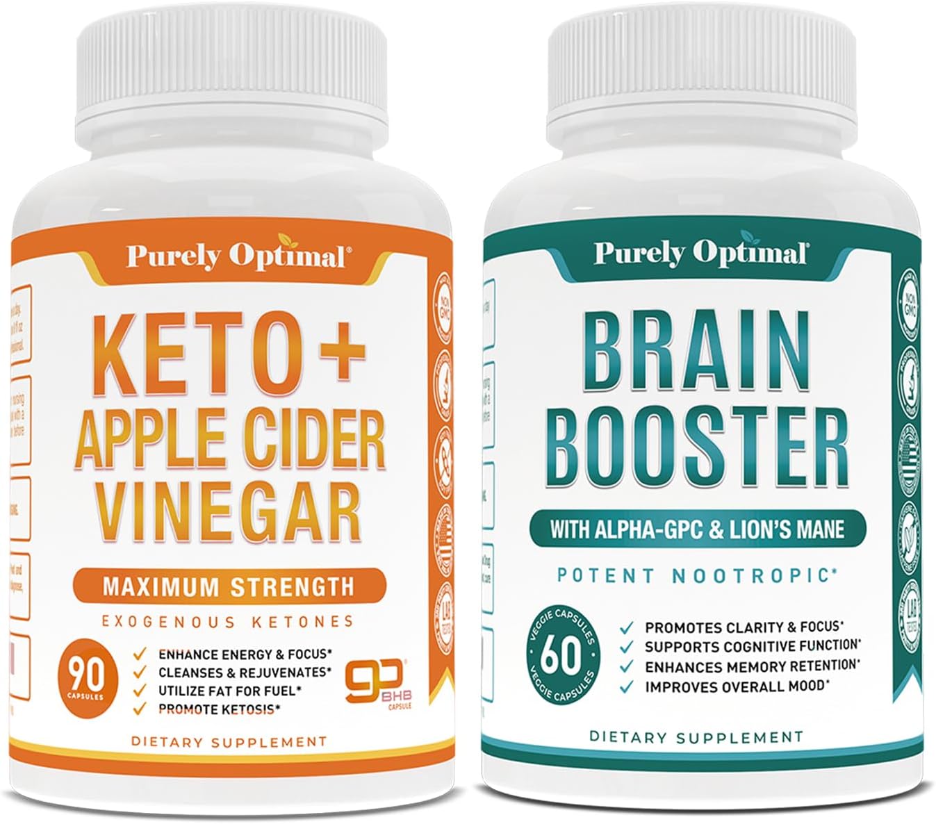 Premium Keto Pills with Apple Cider Vinegar & Brain Supplement - Nootropic Brain Booster for Focus, Memory & Mood