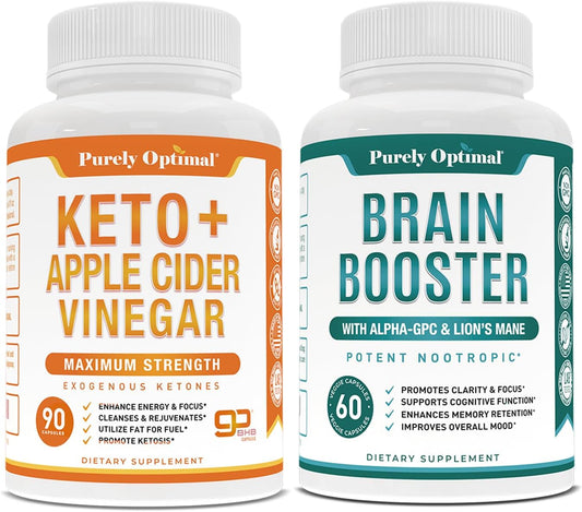Premium Keto Pills with Apple Cider Vinegar & Brain Supplement - Nootropic Brain Booster for Focus, Memory & Mood