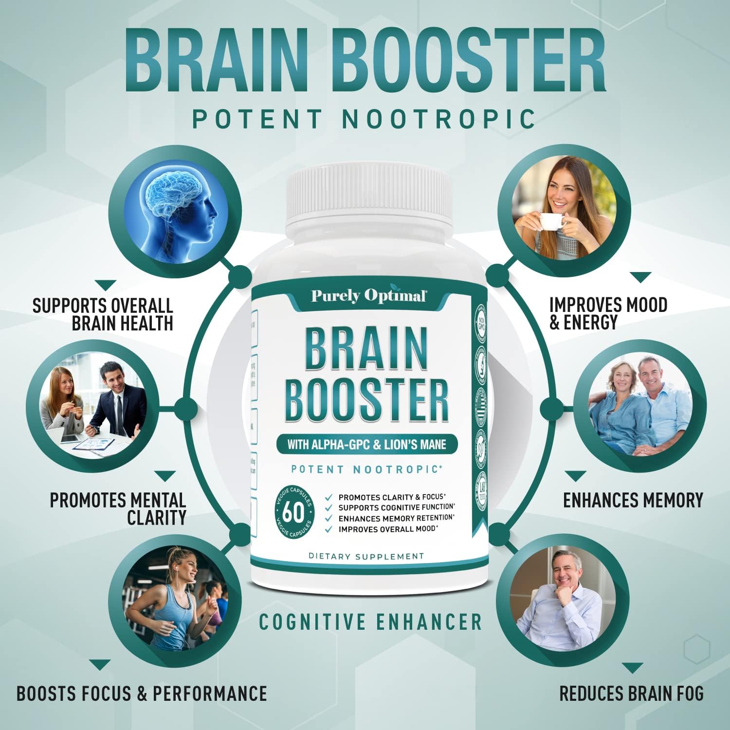 Premium Keto Pills with Apple Cider Vinegar & Brain Supplement - Nootropic Brain Booster for Focus, Memory & Mood