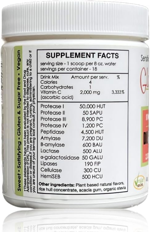 Premium Kiwi-Strawberry Digestive-Ade Drink Mix with Vegan Enzymes & Gut-Healing Vitamin C - Acid Indigestion Relief & Stomach Bloat Solution