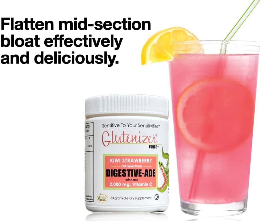 Premium Kiwi-Strawberry Digestive-Ade Drink Mix with Vegan Enzymes & Gut-Healing Vitamin C - Acid Indigestion Relief & Stomach Bloat Solution