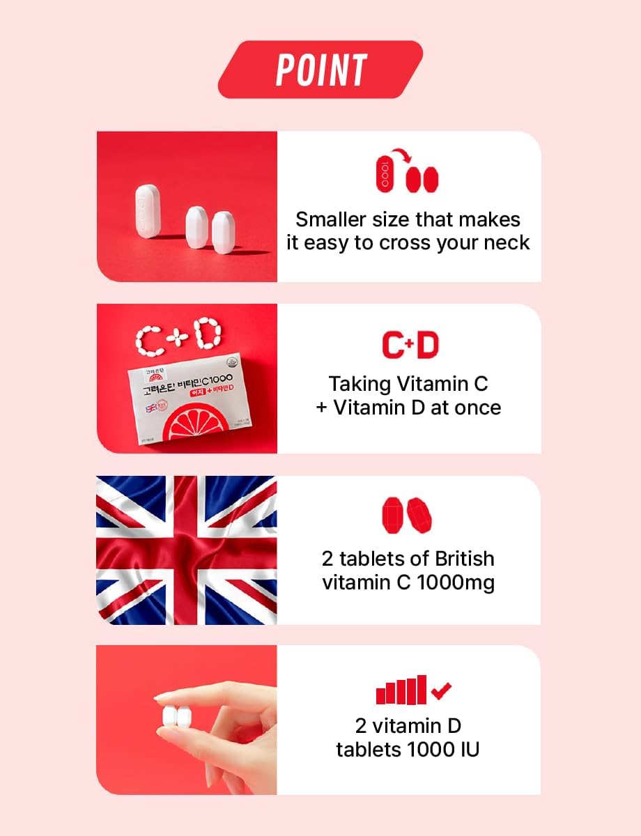 Premium KULOSORY Korea Eundan Vitamin C 1000mg + Vitamin D 600mg 180 Tablets - Individually Packaged
