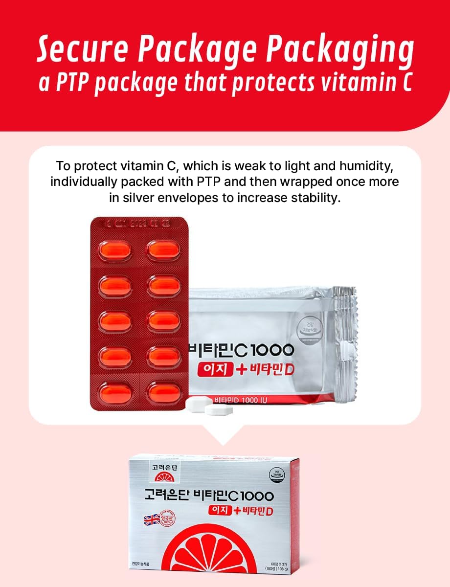 Premium KULOSORY Korea Eundan Vitamin C 1000mg + Vitamin D 600mg 180 Tablets - Individually Packaged