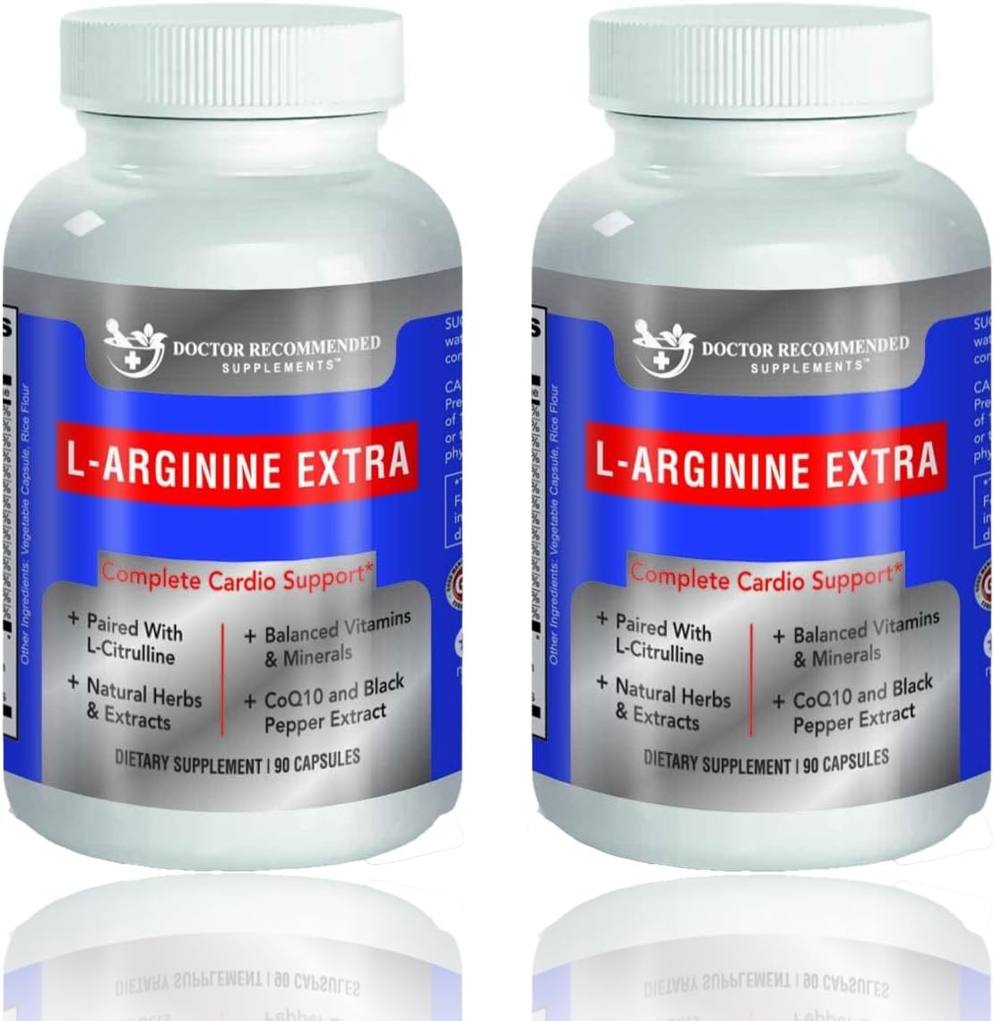 Premium L-Arginine 1000 MG Nitric Oxide Formula - Doctor Recommended Supplement for Cardio Health, Stamina - 2 Pack
