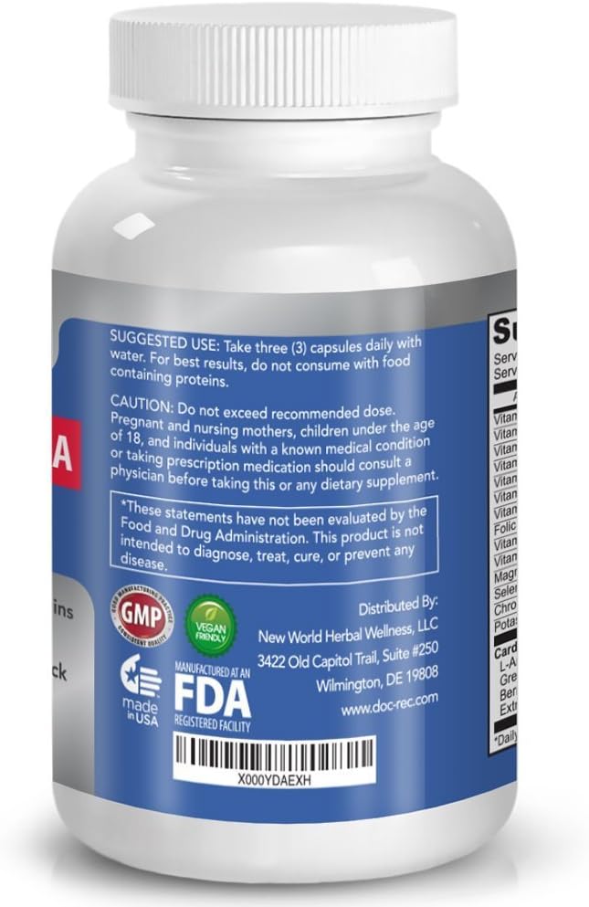 Premium L-Arginine 1000 MG Nitric Oxide Formula - Doctor Recommended Supplement for Cardio Health, Stamina - 2 Pack