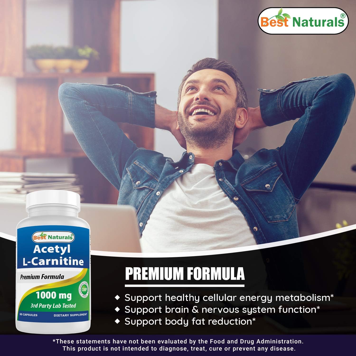 Premium L-Carnitine and Acetyl L-Carnitine Supplement - 1000mg Each for Optimal Energy and Metabolism Boost