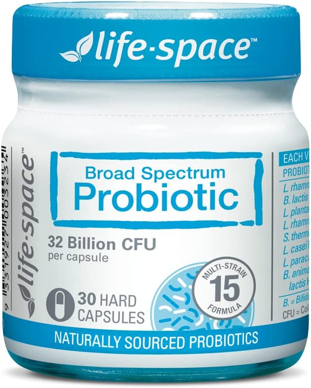 Premium Life-Space Probiotics: 32 Billion CFU, 15 Strains, Daily Digestive & Immune Support - Mini Bottle 30 Veg Capsules