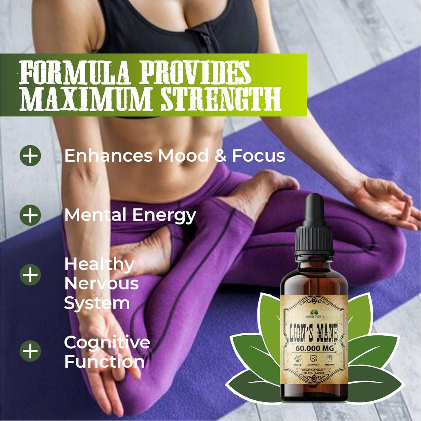 Premium Lion's Mane Liquid Mushroom Supplement for Memory, Focus, and Nerve Support - Non-GMO and Gluten-Free - 2 Fl Oz