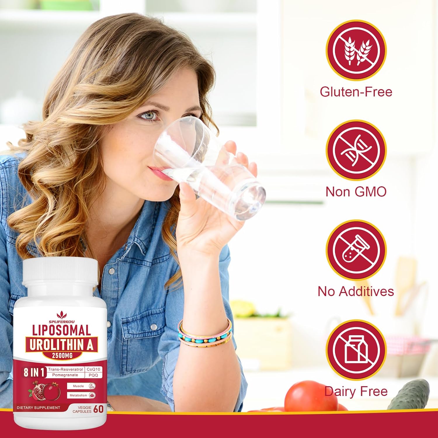 Premium Liposomal Urolithin A Supplement 2500mg with Resveratrol, CoQ10, Pomegranate Fruit Extract | Cellular Energy Boost | Gluten-Free | 60 Capsules - BoostGo Australia