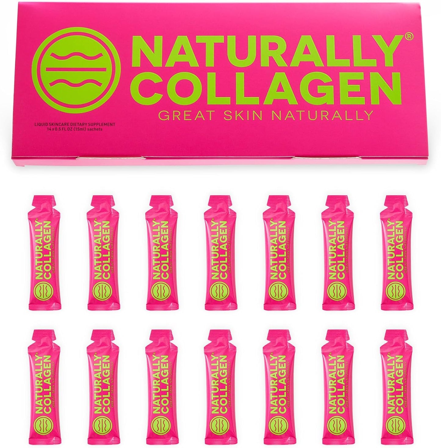 Premium Liquid Marine Collagen Supplement with 8000mg Collagen and Vitamin C - Tropical Fruit Flavour - 14 Sachets
