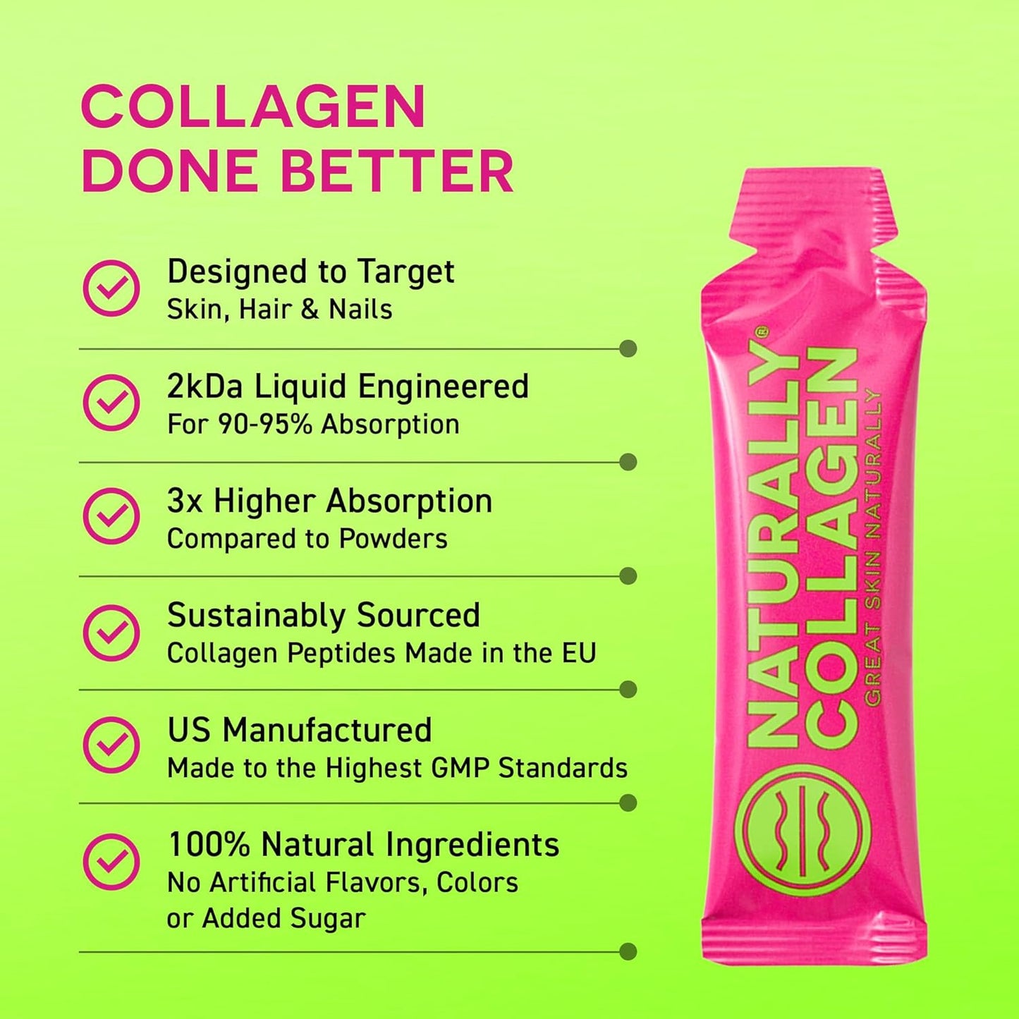 Premium Liquid Marine Collagen Supplement with 8000mg Collagen and Vitamin C - Tropical Fruit Flavour - 14 Sachets