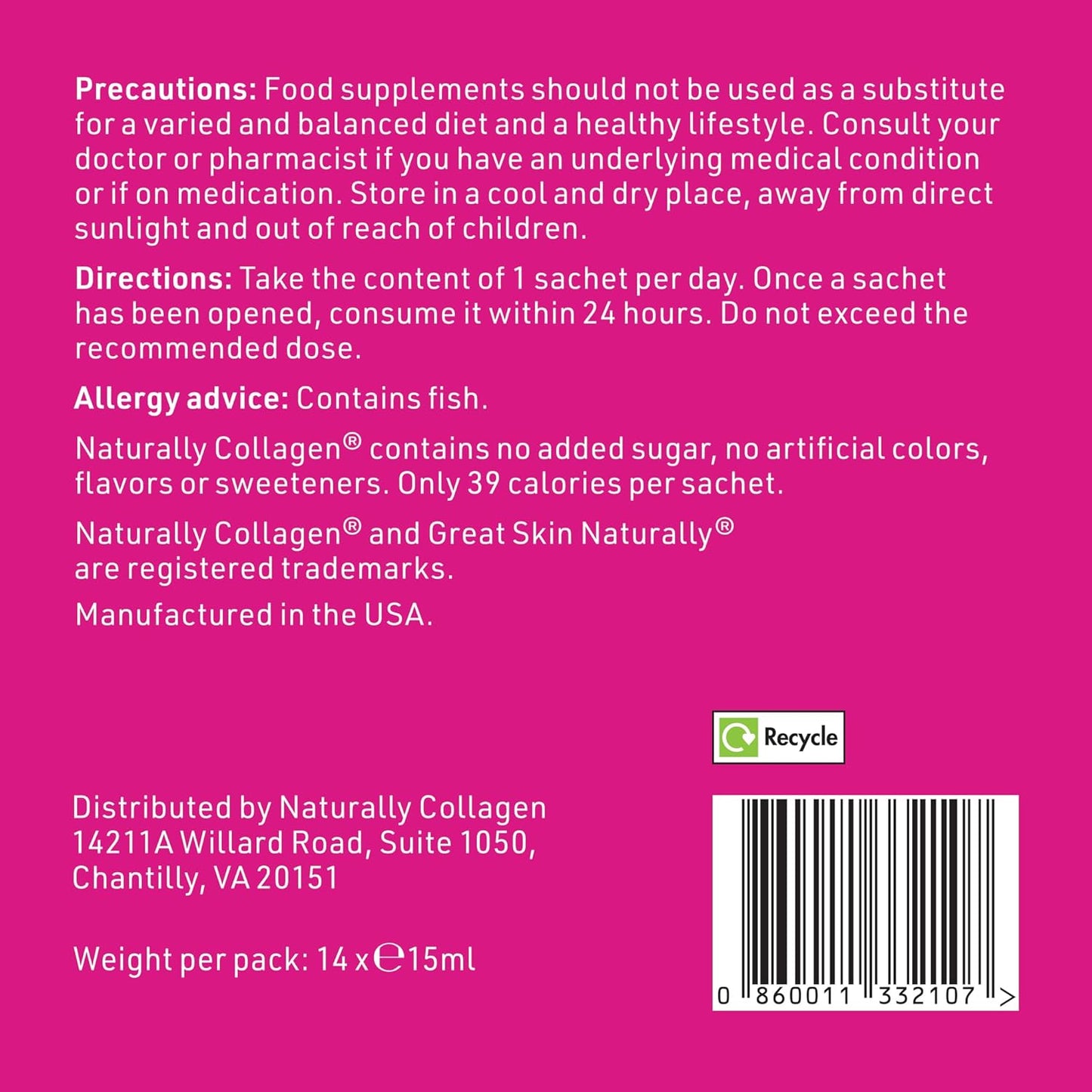 Premium Liquid Marine Collagen Supplement with 8000mg Collagen and Vitamin C - Tropical Fruit Flavour - 14 Sachets
