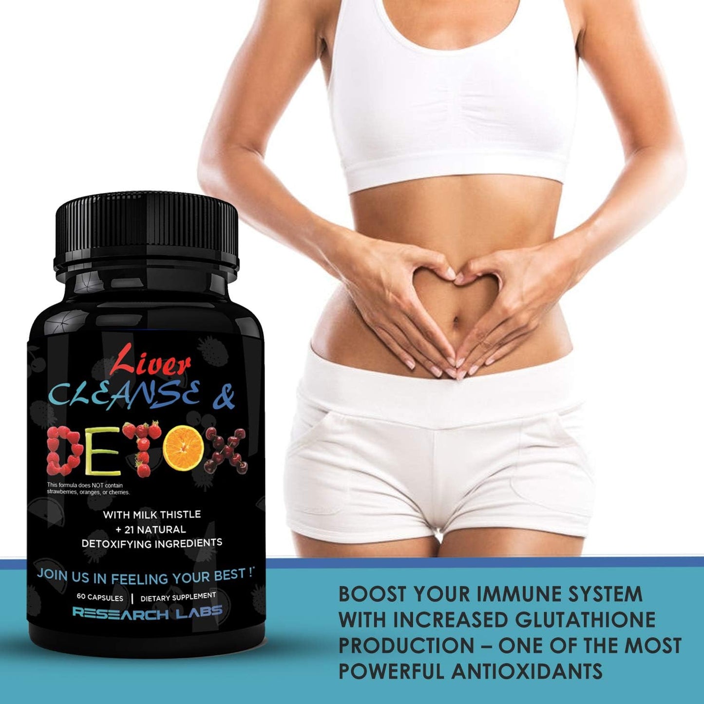 Premium Liver Detox Cleanse & Support with Milk Thistle, Beet, Dandelion - Doctor Recommended Research Labs Formula with 23 Powerful Herbs